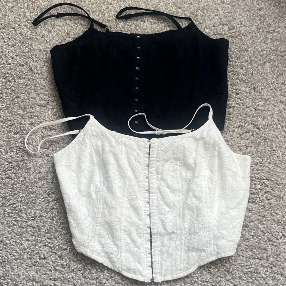 wild fable Lace Bustier Crop Tops - Black & White 2 for $15